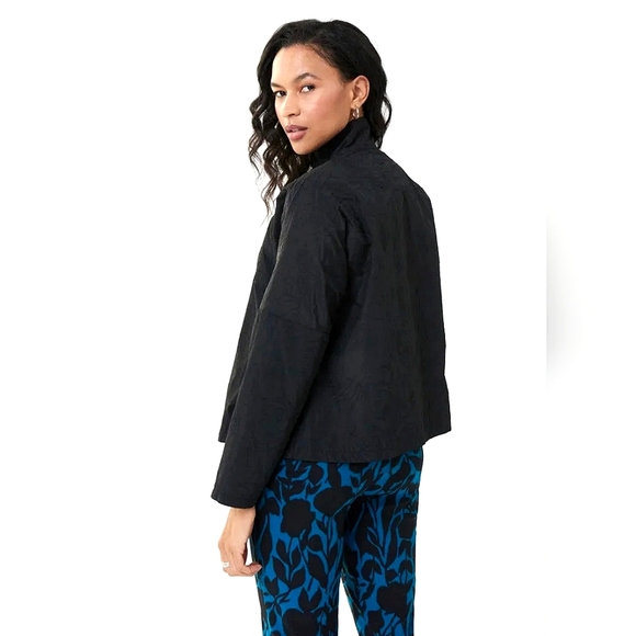 Joseph Ribkoff Women's Black Floral Asymmetric Hem Button-Up Jacket NWT Sz 4 - Picture 5 of 15